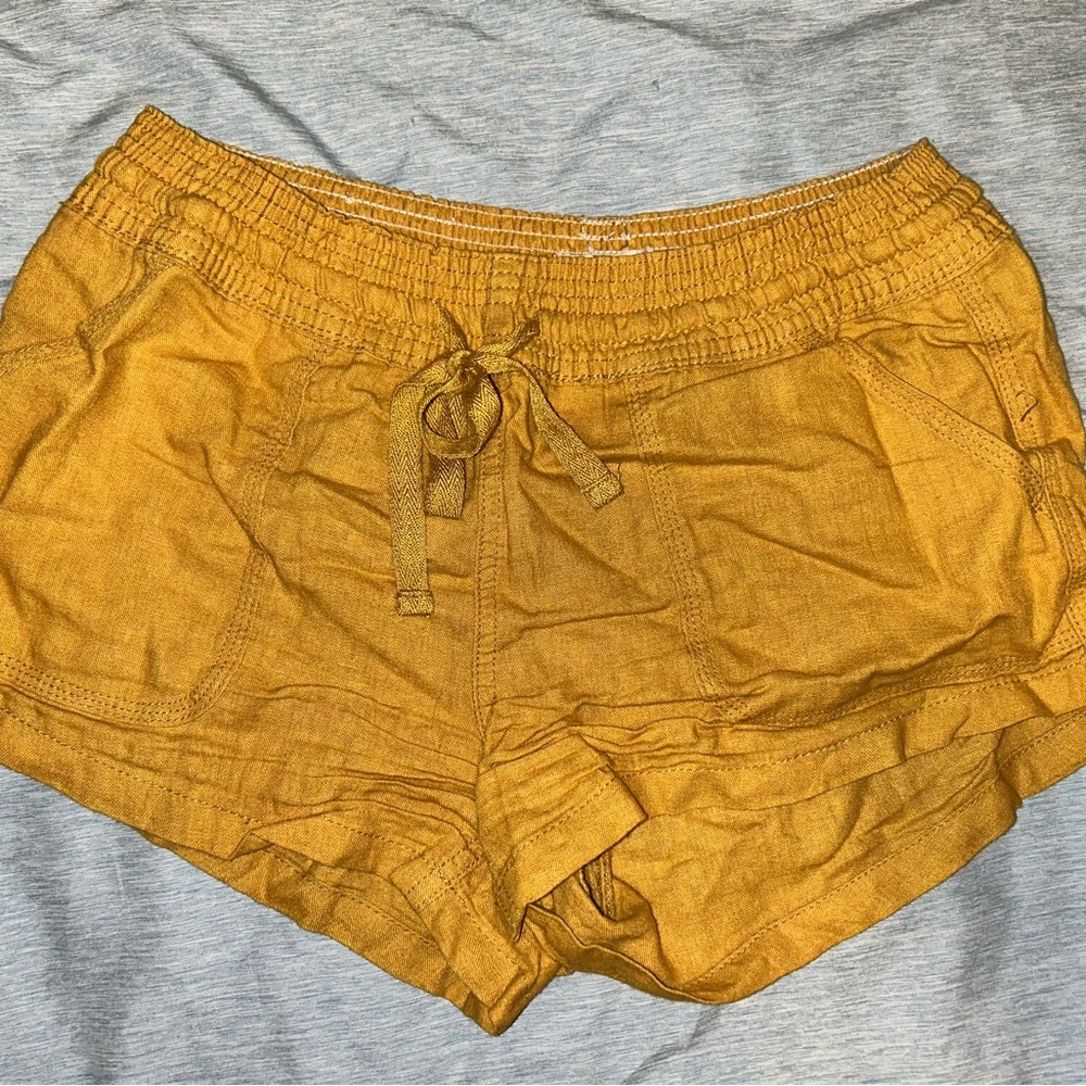 Women's Yellow Linen Shorts